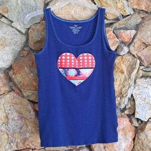 Patriotic Ladies Blue Tank Top with Star Spangled Heart ❤️  Size Medium